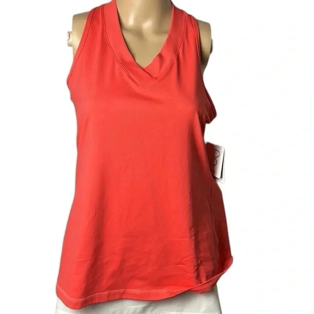 NWT VTG SOFIBELLA V -Neck racer back coral tank top . Activewear . Made in USA